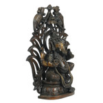 Brass sculpture, 'Glorious Ganesha' - Antiqued Finished Brass Sculpture of a Ganesha and Mice