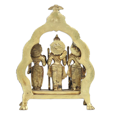 Messing-Skulptur, 'Ram Darbar' - Antikisierte Messing-Skulptur von Ramas heiligem Hof