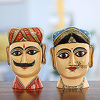 Featured review for Wood magnets, Couple from Rajasthan II (set of 2)