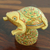 Wood sculpture, 'Golden Frog' - Hand-Painted Good Fortune Golden Frog Sculpture from India (image 2) thumbail