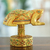 Wood sculpture, 'Golden Frog' - Hand-Painted Good Fortune Golden Frog Sculpture from India (image 2b) thumbail