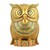 Wood magnet, 'Golden Sage' - Traditional Painted Kadam Wood Magnet of a Golden Owl