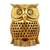 Wood magnet, 'Majestic Sage' - Traditional Jali Kadam Wood Magnet of a Golden Owl