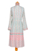 Cotton blend empire waist midi dress, 'Extra Tropical' - Cotton Blend Empire Waist Midi Dress with Tassels from India