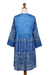 Embroidered cotton A-line dress, 'Heavenly Blue' - Embroidered Blue Cotton Easy-Fit A-Line Dress from India