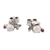 Moonstone and ruby button earrings, 'Passion Talisman' - Polished Leafy Button Earrings with Moonstone and Ruby Gems thumbail