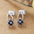 Sapphire drop earrings, 'Spring of Kindness' - Floral Sterling Silver Drop Earrings with Sapphire Stones (image 2) thumbail