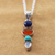 Multi-gemstone pendant necklace, 'Aligned Harmonies' - Sterling Silver Pendant Necklace with Multiple Cabochons (image 2) thumbail