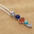 Multi-gemstone pendant necklace, 'Aligned Harmonies' - Sterling Silver Pendant Necklace with Multiple Cabochons