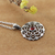 Garnet pendant necklace, 'Perseverance Lotus' - Lotus-Themed Sterling Silver Pendant Necklace with Garnet (image 2) thumbail