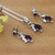 Garnet and cubic zirconia jewellery set, 'Perseverance Realm' - Garnet and Cubic Zirconia jewellery Set with Classic Motifs