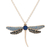 Collar colgante de plata de ley - Collar de plata de ley pintado con colgante de libélula azul