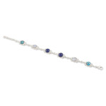 Lapis lazuli and rainbow moonstone link bracelet, 'Blue Spirit' - Link Bracelet with Lapis Lazuli and Rainbow Moonstone Jewels