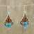 Carnelian dangle earrings, 'Lagoon Fortune' - Carnelian and Reconstituted Turquoise Dangle Earrings (image 2) thumbail