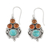 Carnelian dangle earrings, 'Lagoon Fortune' - Carnelian and Reconstituted Turquoise Dangle Earrings thumbail