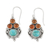 Carnelian dangle earrings, 'Lagoon Fortune' - Carnelian and Reconstituted Turquoise Dangle Earrings