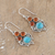 Carnelian dangle earrings, 'Lagoon Fortune' - Carnelian and Reconstituted Turquoise Dangle Earrings (image 2b) thumbail