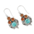 Carnelian dangle earrings, 'Lagoon Fortune' - Carnelian and Reconstituted Turquoise Dangle Earrings (image 2c) thumbail