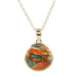 Sterling silver pendant necklace, 'Sunset at the Island' - Sterling Silver Pendant Necklace with Composite Turquoise