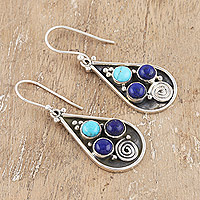 Lapis lazuli dangle earrings, 'Royal Breeze'
