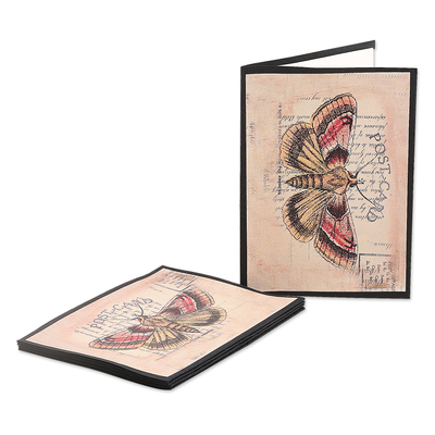 Tarjetas de felicitación de papel hechas a mano (juego de 5) - Tarjetas de felicitación de papel hechas a mano con temática de mariposas (juego de 5)