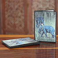 Handmade paper greeting cards, 'Magnificent Bliss' (set of 5) - Elephant-Themed Handmade Paper Greeting Cards (Set of 5)