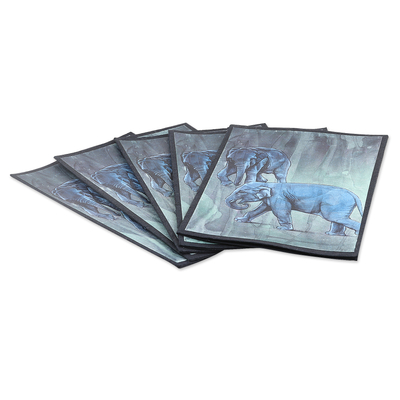 Handmade paper greeting cards, 'Magnificent Bliss' (set of 5) - Elephant-Themed Handmade Paper Greeting Cards (Set of 5)