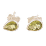 Peridot stud earrings, 'Green Allure' - Sterling Silver Stud Earrings with Peridot Gemstone