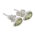 Peridot stud earrings, 'Green Allure' - Sterling Silver Stud Earrings with Peridot Gemstone