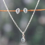 Blue topaz jewelry set, 'Always Shine' - Necklace and Earring 925 Silver Jewelry Set with Blue Topaz