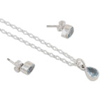 Blue topaz jewelry set, 'Always Shine' - Necklace and Earring 925 Silver Jewelry Set with Blue Topaz