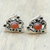 Carnelian button earrings, 'Royal Twist' - Sterling Silver Button Earrings with Carnelian Jewels