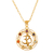 Gold-plated multi-gemstone pendant necklace, 'Om Divinity' - 22k Gold-Plated Om Pendant Necklace with Multiple Gemstones thumbail