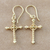 Gold-plated dangle earrings, 'Faithful Blessing' - 22k Gold-Plated Sterling Silver Cross Dangle Earrings (image 2) thumbail