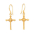 Pendientes colgantes chapados en oro - Pendientes colgantes de cruz de plata de ley con baño de oro de 22k