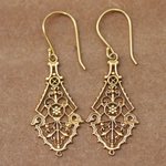 Gold-plated filigree dangle earrings, 'Noida Paradise' - Traditional 22k Gold-Plated Filigree Dangle Earrings