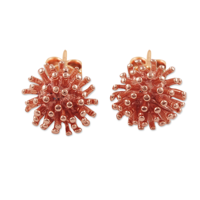 Vermillion Mosaic Brass and Coral Earrings, India – Cultural Elements