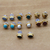 Gemstone stud earrings, 'Everyday Glamour' (set of 7) - Set of Seven 22k Gold-Plated Stud Earrings with Gemstones (image 2b) thumbail