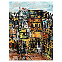 'Dilli Haveli II' (2020) - Signed Unstretched Expressionist Acrylic Painting from India