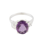 Amethyst solitaire ring, 'Pretty Purple' - Exquisite Sterling Silver Solitaire Ring with Amethyst Stone