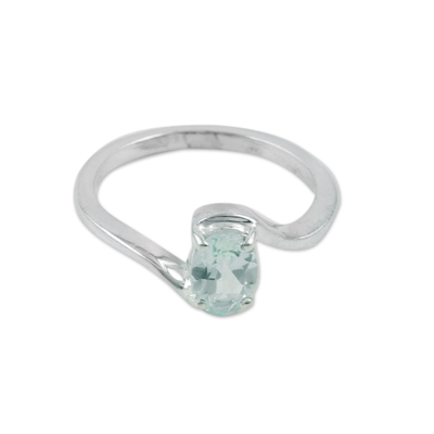 Blue topaz single stone ring, 'Blue Radiance' - Sterling Silver Single Stone Ring with One-Carat Blue Topaz