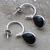 Onyx half-hoop earrings, 'Fabulous Black' - Sterling Silver Half-Hoop Earrings with Onyx Gemstone