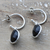 Onyx half-hoop earrings, 'Fabulous Black' - Sterling Silver Half-Hoop Earrings with Onyx Gemstone