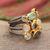 Gold-accented multi-gemstone cocktail ring, 'Multicolored Fusion' - Modern Gold-Accented Multi-Gemstone Cocktail Ring from India