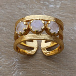 Gold-plated rainbow moonstone wrap ring, 'Misty Magic' - 18k Gold-Plated One-Carat Rainbow Moonstone Wrap Ring