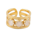 Gold-plated rainbow moonstone wrap ring, 'Misty Magic' - 18k Gold-Plated One-Carat Rainbow Moonstone Wrap Ring