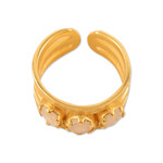 Gold-plated rainbow moonstone wrap ring, 'Misty Magic' - 18k Gold-Plated One-Carat Rainbow Moonstone Wrap Ring