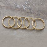 Gold-plated stacking band rings, 'Glorious Five' (set of 5) - High-Polished 18k Gold-Plated Stacking Band Rings (Set of 5)