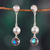 Multi-gemstone dangle earrings, 'Charismatic Splendor' - Sterling Silver Multi-Gemstone Dangle Earrings from India (image 2b) thumbail