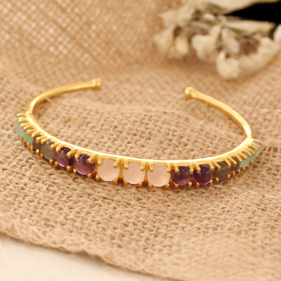 18K Gold Zirconia Open Cuff Bracelet - Elegance with Every Sparkle –  Holiiidayy